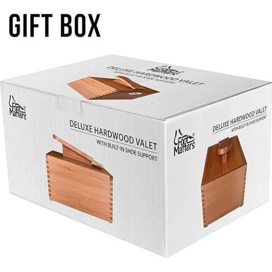 Shoe Shine Valet Box - Hardwood Boot & Shoe Care