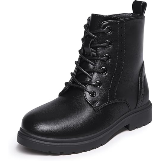 Boys Girls Waterproof Combat Boots Lace Up Side Zipper