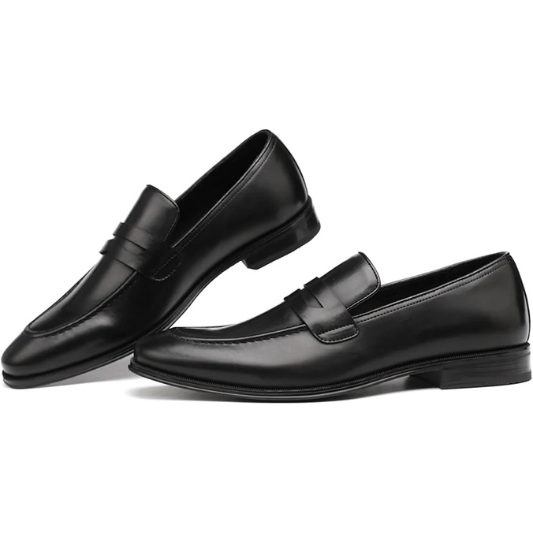 Mens Slip-On Penny Loafer Casual Dress Shoes Black Wedding Formal Work Pointed Toe Men Tuxedo Shoes