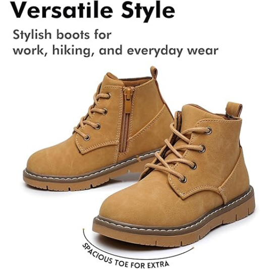 Boys Boots Toddler Kids Work Boots Outdoor Casual Side Zipper Ankle Shoes