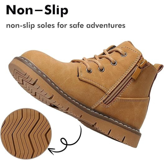 Boys Boots Toddler Kids Work Boots Outdoor Casual Side Zipper Ankle Shoes