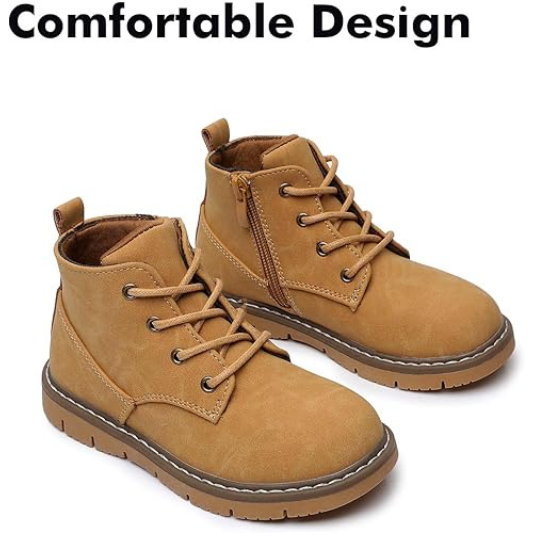 Boys Boots Toddler Kids Work Boots Outdoor Casual Side Zipper Ankle Shoes