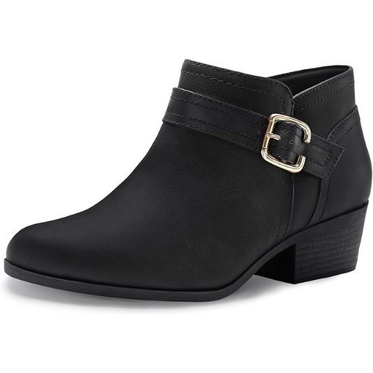 Women's Chunky Low Heel Ankle Boots Classic Pointed Toe Side Zipper Booties