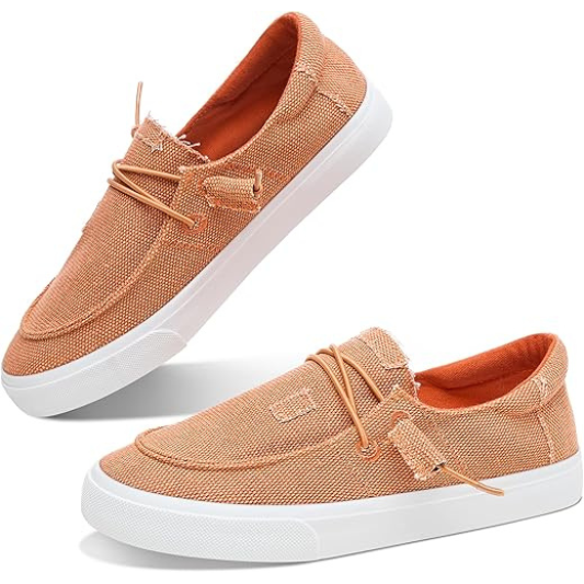 Women Lace up Canvas Loafers Light-Weight Slip on Loafers Comfortable Boat Canvas Fishion Sneakers