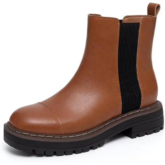 Women's Chelsea Boots Platform Chunky Heel Slip On Elastic Lug Sole Ankle Booties