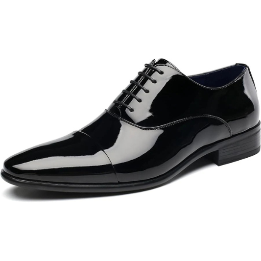 Mens Faux Patent Leather Classic Lace-up Formal Oxford Tuxedo Dress Shoes