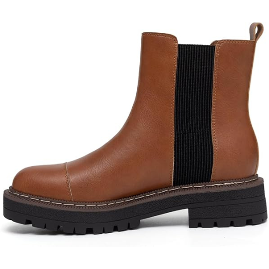 Women's Chelsea Boots Platform Chunky Heel Slip On Elastic Lug Sole Ankle Booties