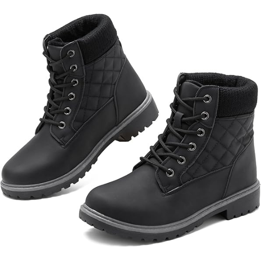 Boots for Women Waterproof Fall Winter Ankle Boots Snow Black Combat Boots Lace Up Non Slip for Hiking Work