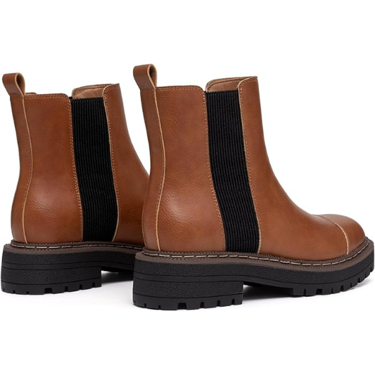 Women's Chelsea Boots Platform Chunky Heel Slip On Elastic Lug Sole Ankle Booties