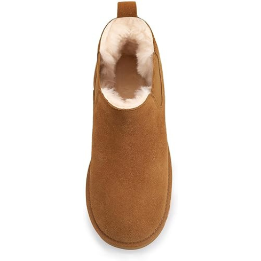 Suede Platform Snow Boots for Women - Slip On Faux Fur Winter Warm Ankle Short Boots