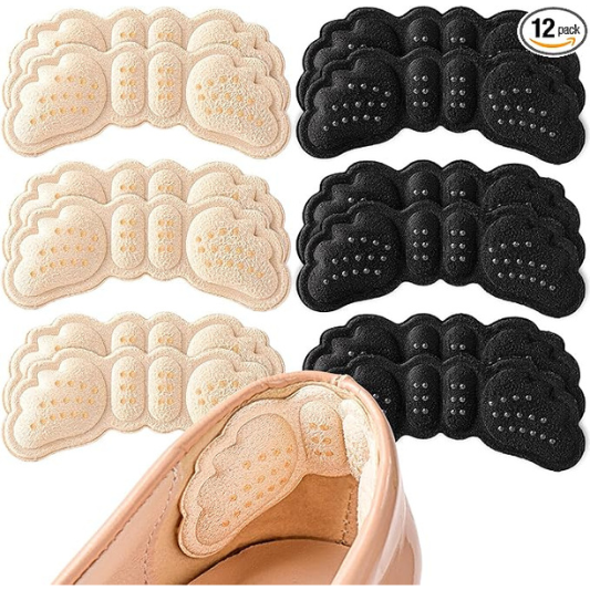 Heel Pads for Shoes: Heel Grips for Men and Women - Heel Cushions Shoe Filler for Heel Pain Relief - Blisters (Black+Beige, 6 Pairs)