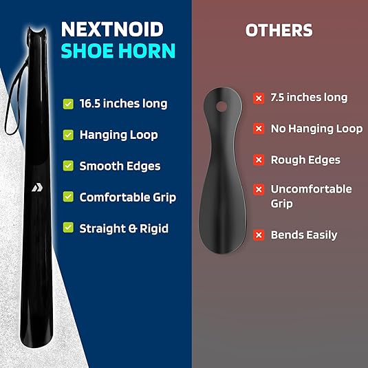 Shoe Horn Long Handle for Seniors - 16.5" Straight & Sturdy Long Shoe Horn for Men, Women
