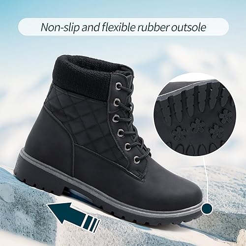 Boots for Women Waterproof Fall Winter Ankle Boots Snow Black Combat Boots Lace Up Non Slip for Hiking Work