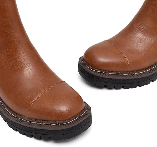 Women's Chelsea Boots Platform Chunky Heel Slip On Elastic Lug Sole Ankle Booties