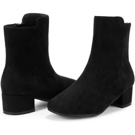 Girls Boots Fashion Square-Toe Dress Boots Low Heel Alyssa Ankle Booties with Zipper for Toddler Little Kids Big Kids