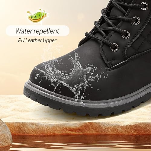 Boots for Women Waterproof Fall Winter Ankle Boots Snow Black Combat Boots Lace Up Non Slip for Hiking Work