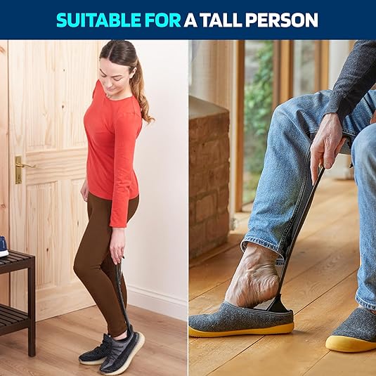 Shoe Horn Long Handle for Seniors - 16.5" Straight & Sturdy Long Shoe Horn for Men, Women