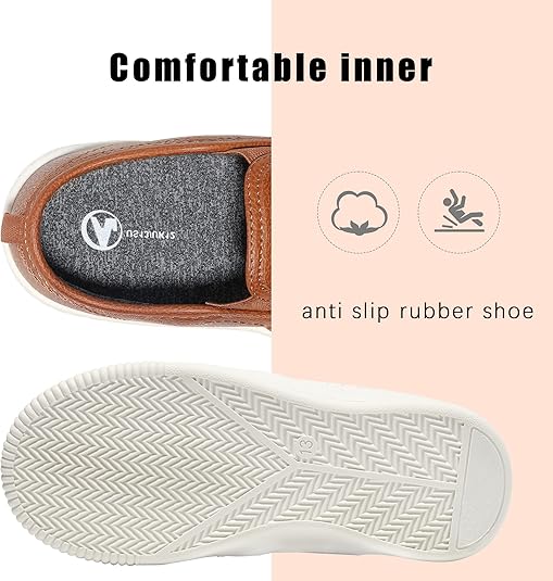 Boys Slip on Sneakers Casual Dress Shoes Faux Leather Loafers