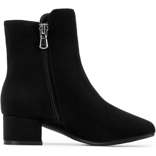 Girls Boots Fashion Square-Toe Dress Boots Low Heel Alyssa Ankle Booties with Zipper for Toddler Little Kids Big Kids