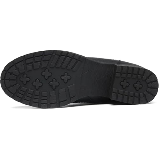 Women's Fashion Black Ankle Boots Combat Motorcycle Lace Up Booties